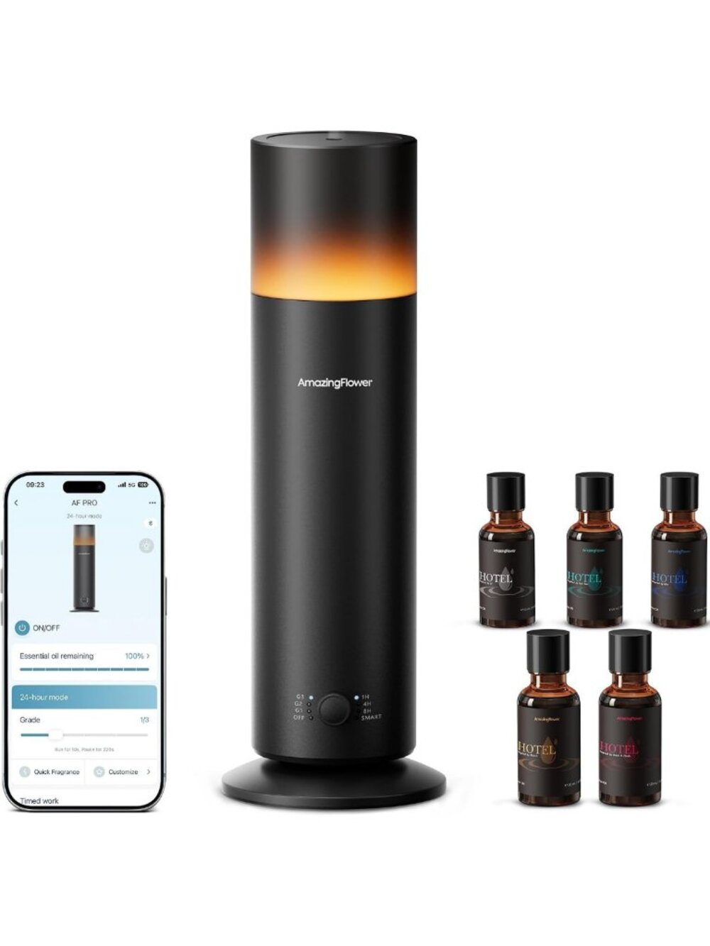 Waterless Essential Oil Diffuser + 5 Hotel Scent Fragrance Oils - Aromatherapy